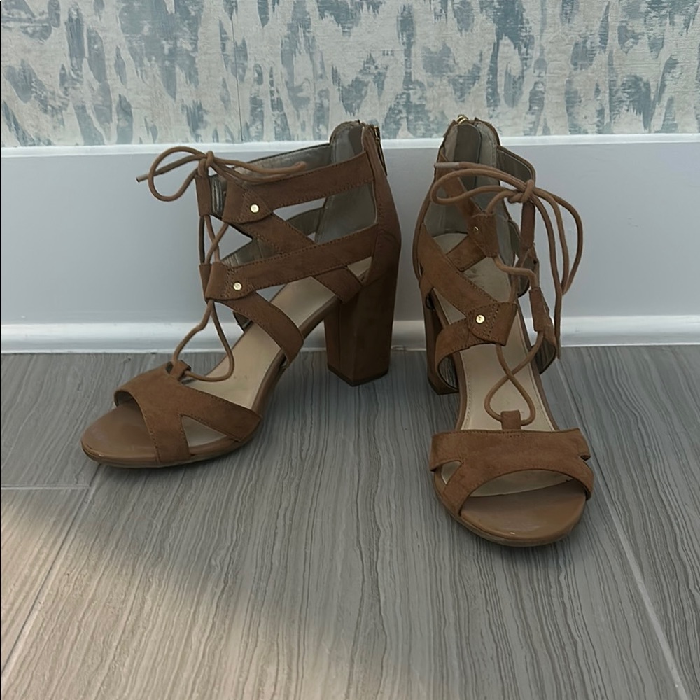 Brown Strappy Block Heel Sandals